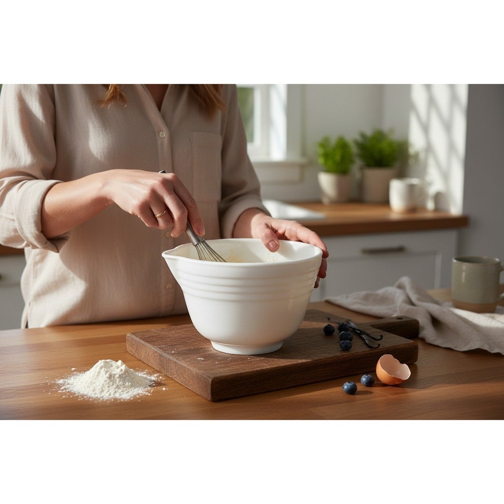 Pyrex Hamilton Beach Mixing Bowl White Milk Glass 6.5" Very Good Pour Spout USA